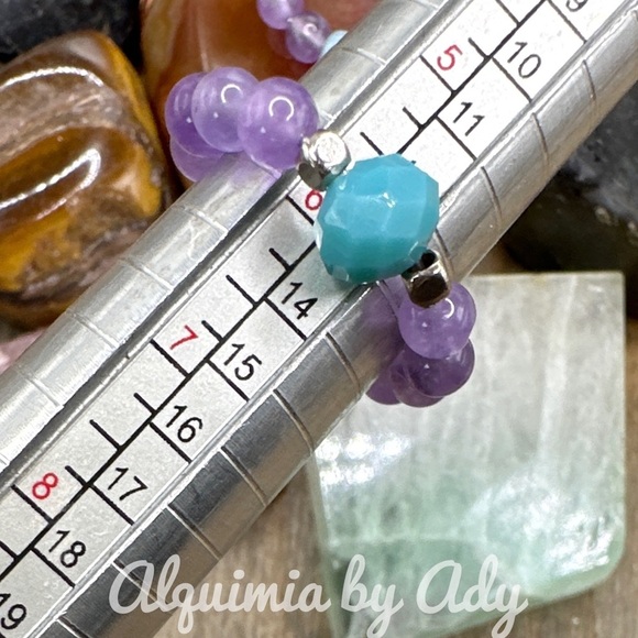 Purple Beaded Ring with Silver Charm - Picture 3 of 3